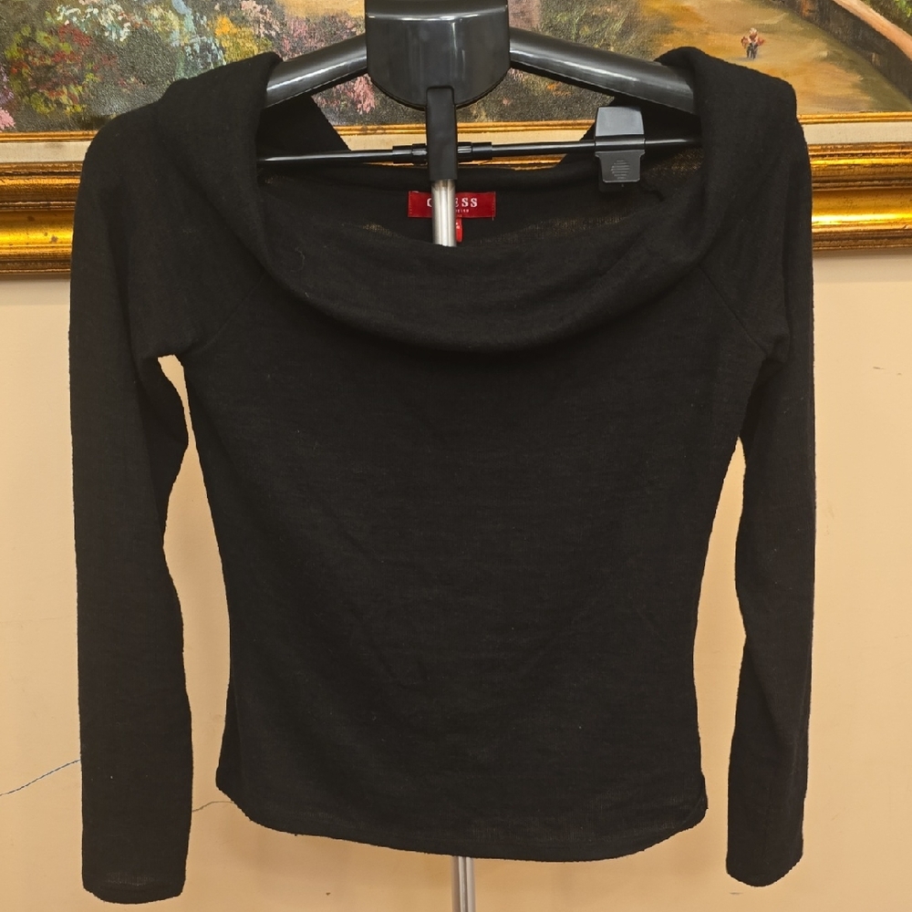 Guess Black Cowl Neck Long Sleeve Top